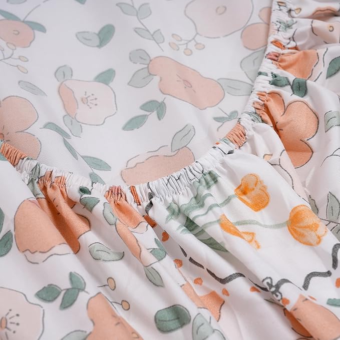 Luxurious Floral Printed Queen Size Sheet Set - 4 Piece Soft Microfiber Sheets and Pillowcases - Deep Pocket, Wrinkle-Free and Soft Bedding - Elegant Microfiber Bed Set