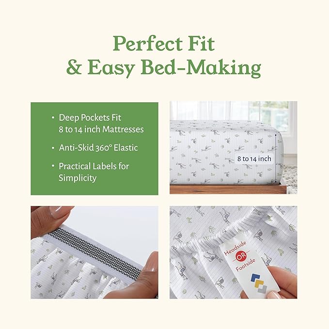 California Design Den Printed Twin Sheet Set Cotton, 100% Organic Cotton Percale Sheets, Deep Pocket Twin Sheets & Pillowcase Set - Llama
