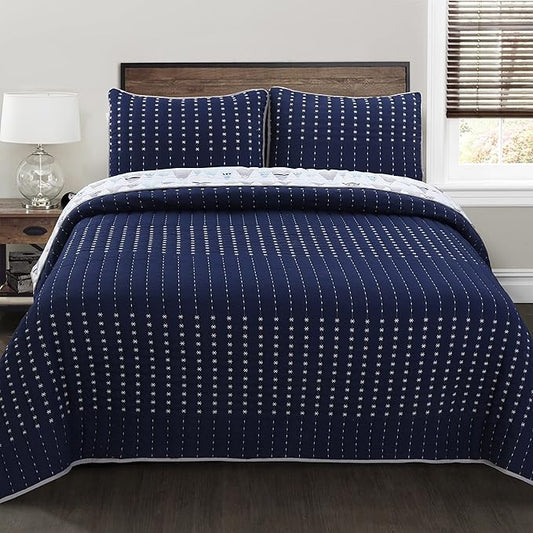 Cozy Line Home Fashions Summit Blues Snowy Alps Pike Winter Mountains Polyester Reversible Quilt Bedding Set, Coverlet, Bedspread (Twin - 2 Piece)