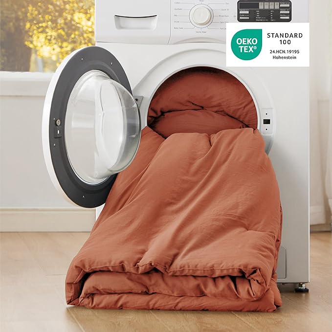 Bedsure King Comforter Set, Orange Soft Prewashed Bedding for All Seasons, 3 Pieces GentleSoft™ Bed Set, 1 Lightweight Comforter (104"x90") and 2 Pillowcases (20"x36")