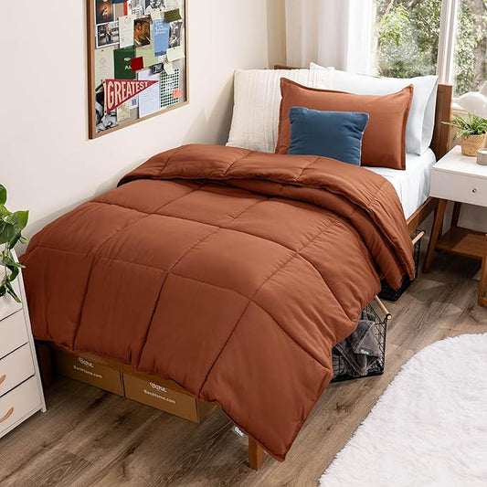 Bare Home Comforter Set - Twin/Twin Extra Long Size - Ultra-Soft - Goose Down Alternative - Premium 1800 Series - All Season Warmth (Twin/Twin XL, Terracotta)