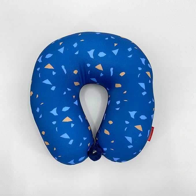 Bookishbunny U Shaped Micro Beads Microbead Neck Head Support Travel Pillow, 12"x12"x4" (ConfettiRoyalBlue)