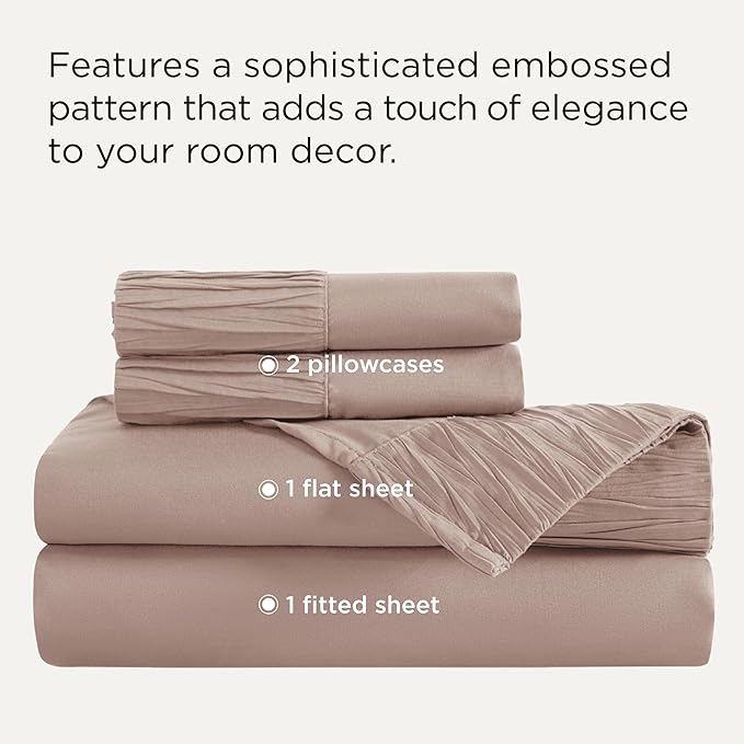 Bedsure King Size Sheets Set - 4 Pieces Soft King Sheets - Breathable & Cooling - Hotel Luxury - Easy Care Polyester Microfiber Bedding for Women, Men, Khaki