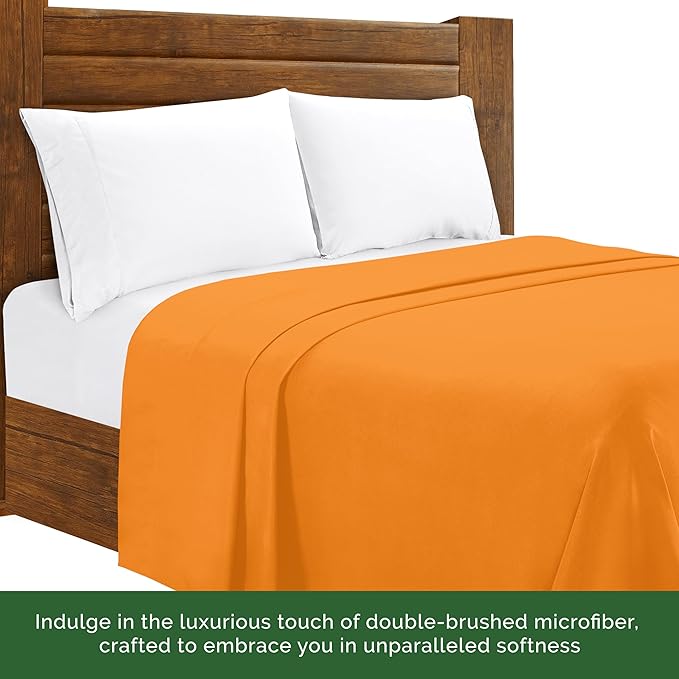 Luxury Flat Sheet on Amazon Elegant Comfort Wrinkle-Free 1500 Premier Hotel Quality 1-Piece Flat Sheet, King Size, Vibrant Orange