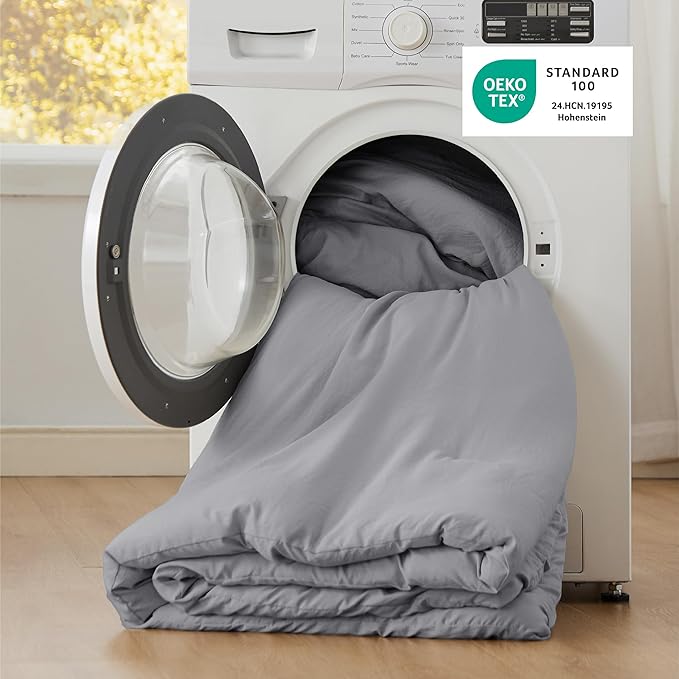 Bedsure Twin/Twin XL Comforter Set, Grey Soft Prewashed Bedding for All Seasons, 2 Pieces GentleSoft™ Bed Set, 1 Lightweight Comforter (68"x88") and 1 Pillowcase (20"x26")