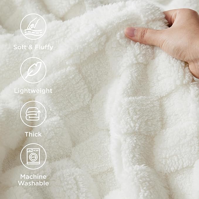Bedsure GentleSoft King Size Blanket for Bed - Super Soft Cozy Blankets for Women Men Girls, Large Fuzzy Fleece Throw for Bedroom Decor, White,108x90 Inches