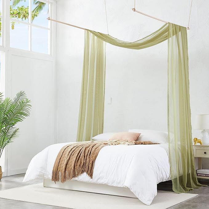 Warm Home Designs Sage Green Bed Canopy Curtains in 55 x 216 Inch Size. Our Queen Canopy Bed Curtains Work Great as Kids Canopy, Bed Scarf, Bed Curtain or to Enhance Bed Decor. BC Sage 216"