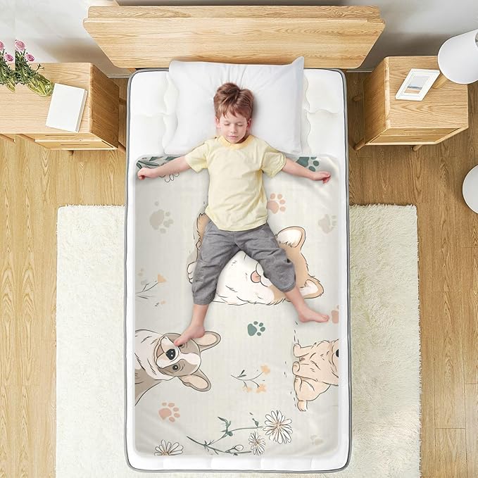 Waterproof Bed Pad Reusable Changing Pad Toddler Mattress Protector Large Pee Pad Baby Diaper Pad Soft Washable Liner Beige Dog Flower