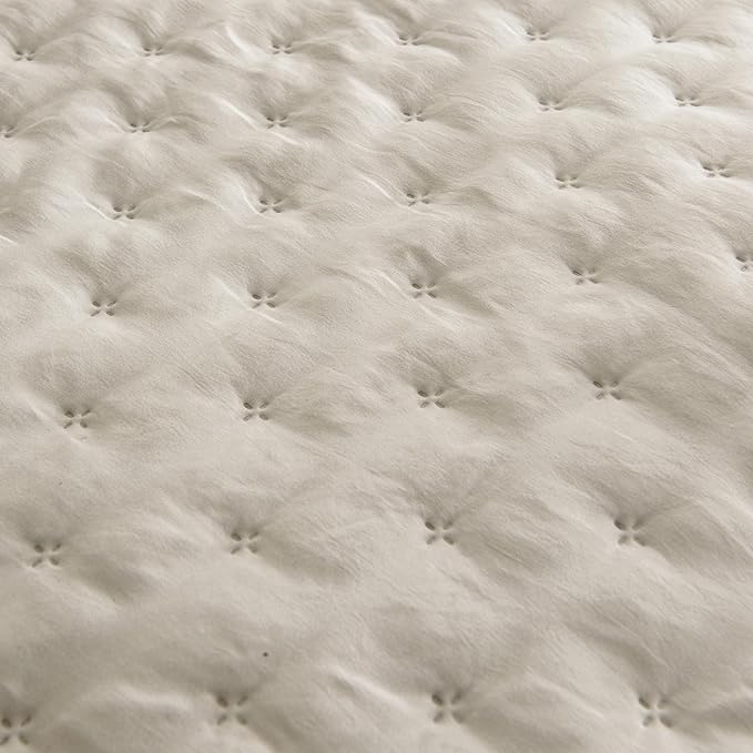 ROARINGWILD Beige Queen Size Quilt Bedding Set with 2 Pillow Shams, Full Lightweight Soft Microfiber Bedspread Coverlet, Thin Comforter Bed Cover for All Season, 3 Pieces, 90x90 inches