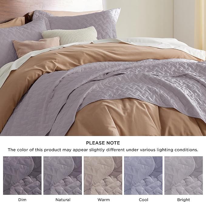 Bedsure Quilts Twin Size - Lightweight Bedspreads Twin Size with Basket Weave Pattern, Soft Quilt Bedding, Purple Comforter Coverlet for All Seasons (68" x 86")