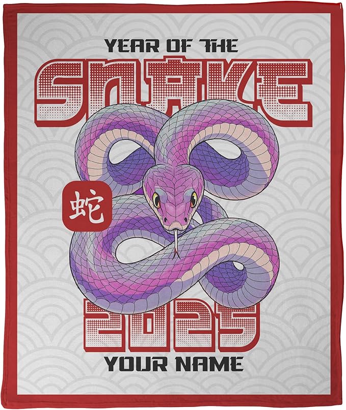 FrameStory - Personalized Chinese Astrology Zodiac Animal Birth Year Blanket, Lunar New Year Chinese New Year Festival, 50x60 Silky Fleece Soft Cozy Couch Throw Sofa Blanket; 1-Sided Print