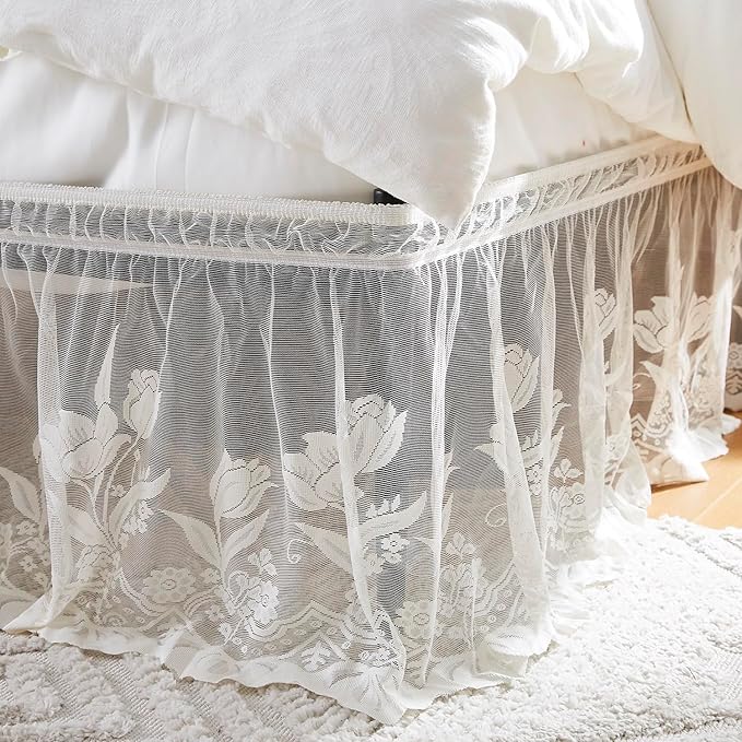 WARM HOME DESIGNS Twin Size Bed Skirt for Bed. Our Beige Bed Skirt Goes Great with Farmhouse or Victorian Bedding for Any Bedroom Decor. DO Beige Twin