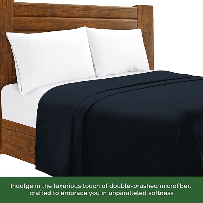 Elegant Comfort Wrinkle-Free 1500 Premier Hotel Quality 1-Piece Flat Sheet, Twin/Twin XL Size, Black
