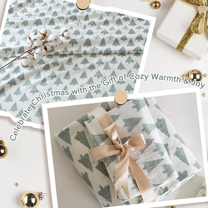 True North by Sleep Philosophy Cotton Sheet Set Cozy Print 100% Cotton Flannel Sheets Bedding Set, Oversized Sheets, Deep Pocket Fits Up to 14" Mattress Queen Bed Sheets Queen Ikat Tree 4 Piece