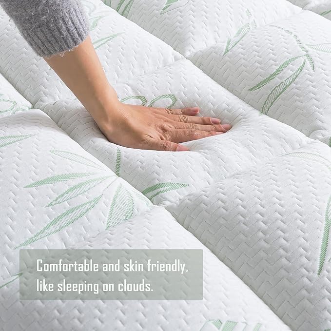 WhatsBedding Twin Mattress Topper, Soft Pillow Top Mattress Topper with Deep Pocket Fits 8–21 Inch,7D Spiral Fiber Filling, Bamboo Viscose Air Layer Mattress Topper Twin Size.
