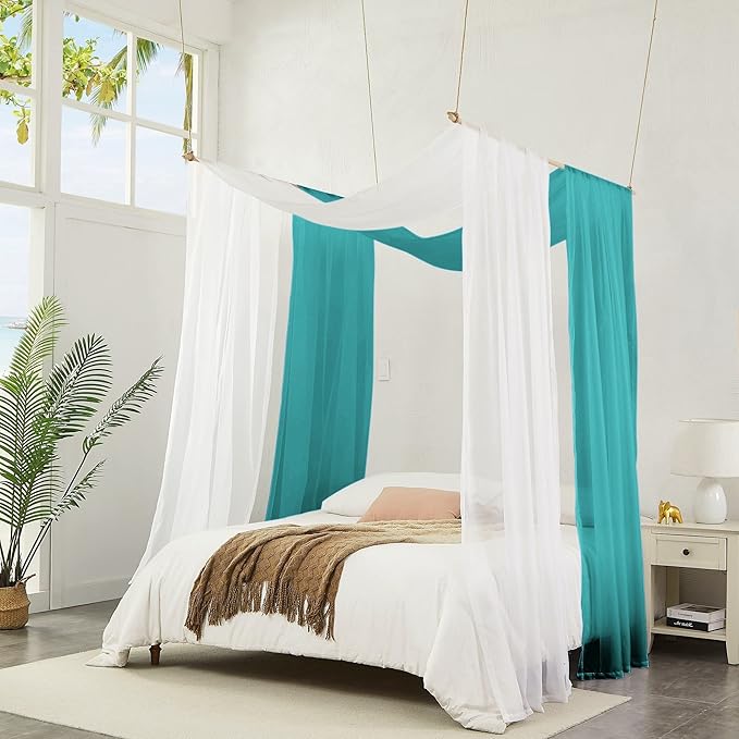Warm Home Designs Teal Bed Canopy Curtains in 55 x 144 Inch Size. Our Twin Canopy Bed Curtains Work Great as Kids Canopy, Bed Scarf, Bed Curtain or to Enhance Bed Decor. BC Teal 144"