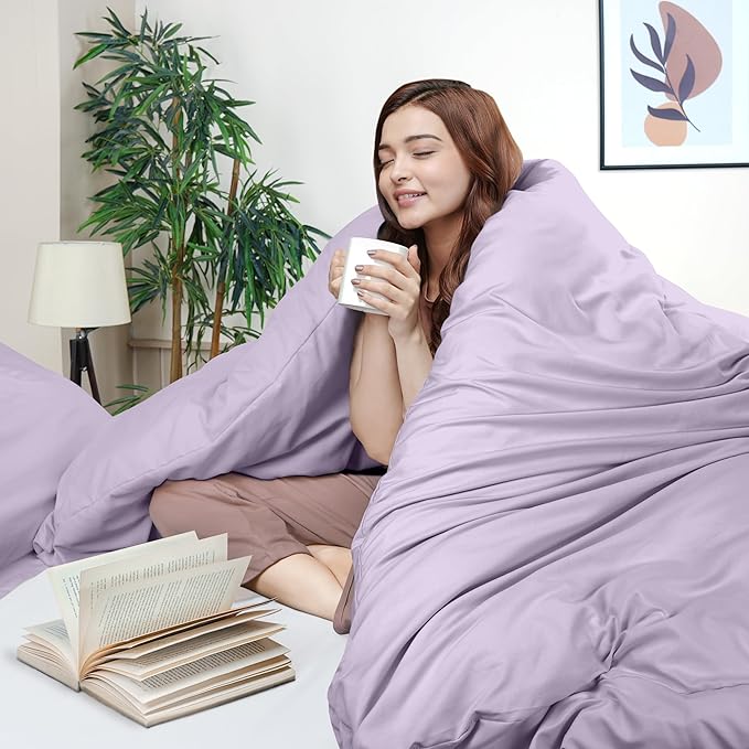 Utopia Bedding Duvet Cover Full Size - 3 Piece with Zipper Closure - 1 Comforter Cover 80X90 Inches & 2 Pillow Shams 20X26 Inches (Lavender) Comforter Not Included