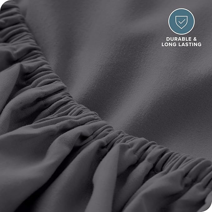 Fitted Bottom Sheet King Size - Premium 1800 Microfiber - Ultra-Soft Hotel Luxury - Deep Pocket - Durable and Long Lasting - Fitted Sheet (King, Forged Iron Grey)