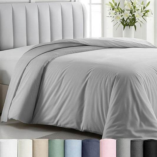California Design Den 100% Cotton Duvet Cover King Only - Winner Good Housekeeping Best Bedding Awards 2025, 400 Thread Count, Sateen Bedding Duvet Covers, Button Closure & Corner Ties - Light Grey