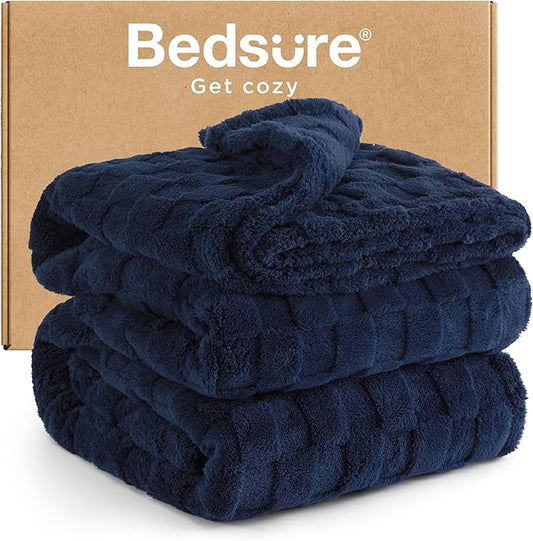 Bedsure GentleSoft King Size Blanket for Bed - Super Soft Cozy Blankets for Women Men Girls, Large Fuzzy Fleece Throw for Bedroom Decor, Navy,108x90 Inches