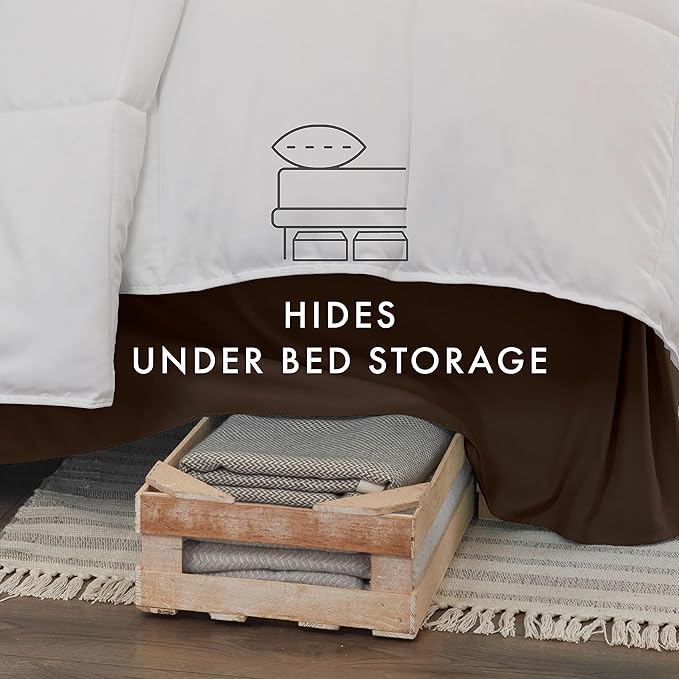 Linen Market Bed Skirt - Ultra Soft Microfiber - Easy Fit with 14 Inch Tailored Drop - Hotel Quality, Shrinkage & Fade Resistant - Bed Cover - Full Size Bed Skirts - Bedroom Décor - (Full, Chocolate)