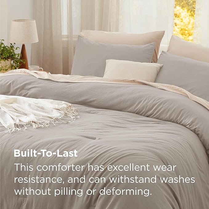 Bedsure King Comforter Set, Linen Soft Prewashed Bedding for All Seasons, 3 Pieces GentleSoft™ Bed Set, 1 Lightweight Comforter (104"x90") and 2 Pillowcases (20"x36")