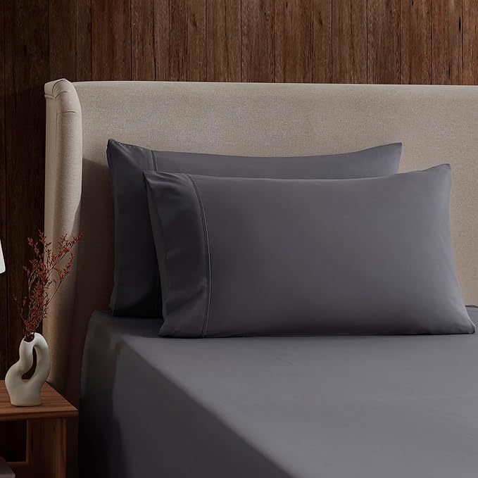 Nestl Twin XL Sheet Set - College Dorm Size - Luxury 1800 Ultra-Soft Microfiber Twin Extra Long Bed Sheets - Deep Pockets - Easy Fit - Extra Soft - 3 Piece Set (Twin XL, Dark Grey)