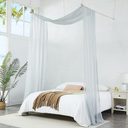 Warm Home Designs Silver Grey Bed Canopy Curtains in 55 x 216 Inch Size. Our Queen Canopy Bed Curtains Work Great as Kids Canopy, Bed Scarf, Bed Curtain or to Enhance Bed Decor. BC Silver 216"