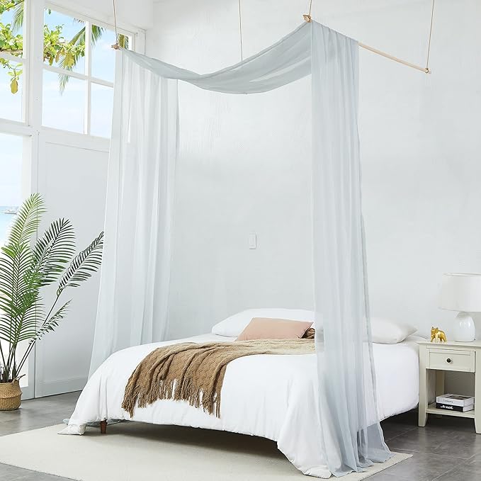 Warm Home Designs Silver Gray Bed Canopy Curtains in 55 x 288 Inch Size. Our King Canopy Bed Curtains Work Great as Kids Canopy, Bed Scarf, Bed Curtain or to Enhance Bed Decor. BC Silver 288"