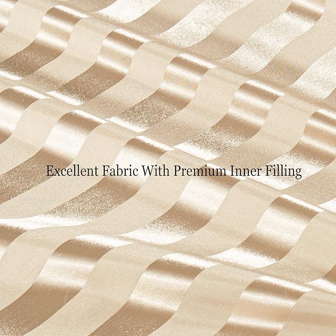Whale Flotilla 2-Piece Reversible Silky Soft Twin Size Comforter Set, Luxury Stripe Satin Comforter Bedding Set with Satin Pillowcase, Lightweight Duvet for All Seasons, Champagne