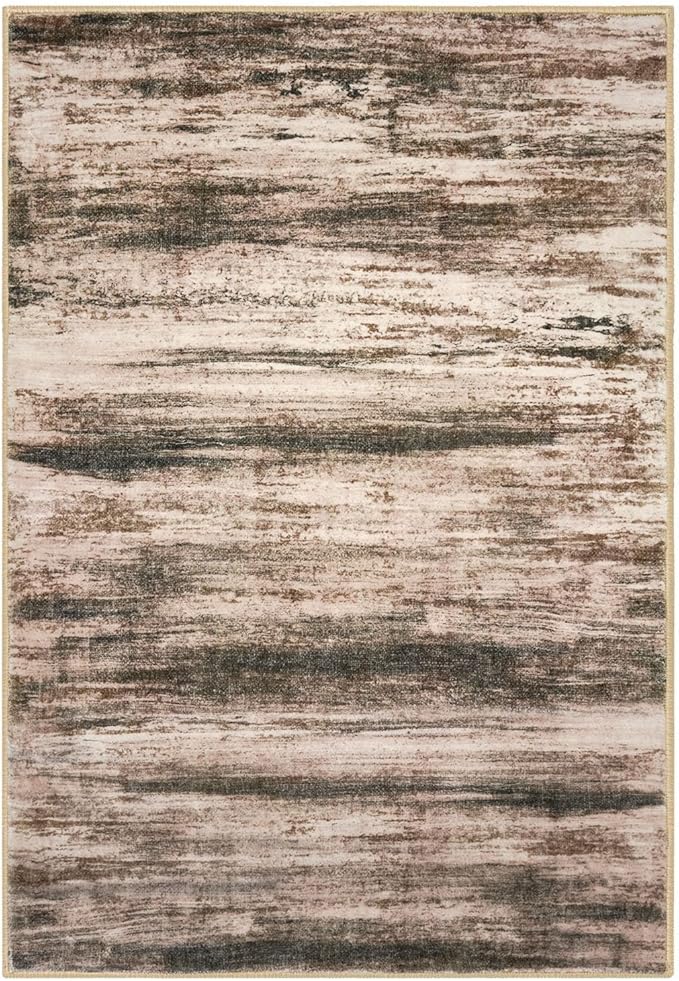 KOZYFLY Area Rug 3x5 Modern Ombre Living Room Rug, Washable Rugs for Bedroom Non-Slip Soft Stain Resistant Striped, Print Blush Brown Abstract Carpet for Living/Laundry/Kid Room