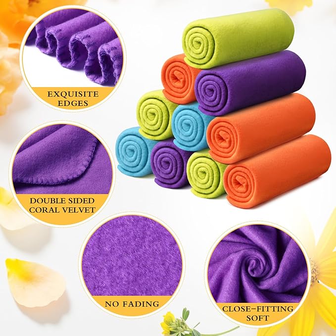 Kinlop 40 Packs Fleece Blanket Bulk 60 x 50 Inch Soft Lightweight Fleece Cozy Blanket Warm Throw Plush Pet Throw for Bed Couch Sofa Home Office Wedding Gifts Travel Camping(Bright Color,40 Packs)