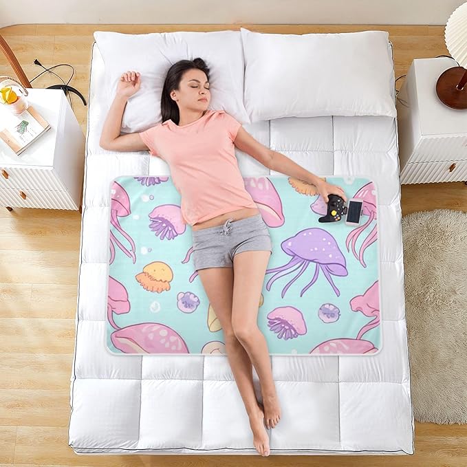 Waterproof Bed Pad Reusable Changing Pad Toddler Mattress Protector Large Pee Pad Baby Diaper Pad Soft Washable Liner Green Jellyfish Shell