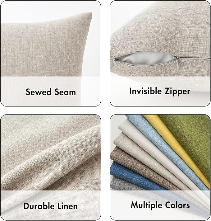 MIULEE 24x24 Inch Pack of 2 Decorative Linen Burlap Textured Euro Pillow Covers Farmhouse Boho Accent Pillowcases Spring Home Decor for Couch Sofa Bedroom Living Room Taupe