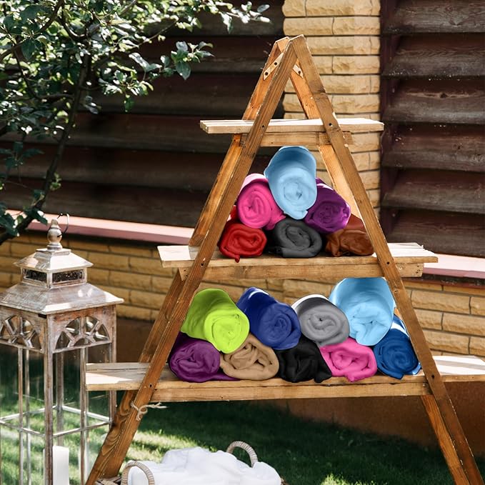Kinlop 40 Packs Fleece Blanket Bulk 60 x 50 Inch Soft Lightweight Fleece Cozy Blanket Warm Throw Plush Pet Throw for Bed Couch Sofa Home Office Wedding Gifts Travel Camping(Chic Color,60 Packs)