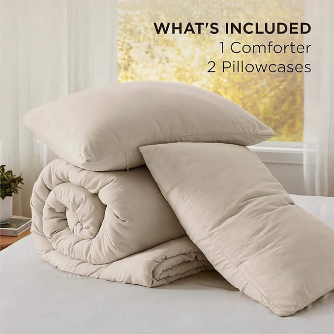 Bedsure California King Comforter Set, Sand Soft Prewashed Bedding for All Seasons, 3 Pieces GentleSoft™ Bed Set, 1 Lightweight Comforter (104"x96") and 2 Pillowcases (20"x36")