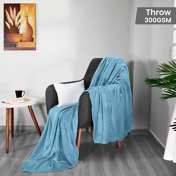Utopia Bedding Fleece Blanket Throw Size Washed Blue 300GSM Luxury Anti-Static Fuzzy Soft Microfiber Blanket for Couch, Sofa and Bed (50x60 Inch)