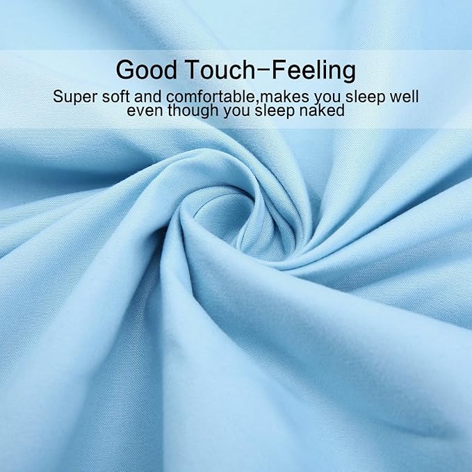 Luxury 1800 Bedding Sheets & Pillowcases - 4 Piece Set - 1 Flat, 1 Fitted Sheet & 2 Pillow Cases - Extra Soft Cooling - Deep Pocket up to 16" - Twin XL, Baby Blue
