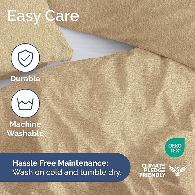 Duvet Cover King Size - Extra Soft King Size Duvet Cover - Lightweight, Breathable, Easy Care & Fade Free w/ Zipper Closures & Ties - 104" x 90" Inches - (Heathered Tan) Comforter Not Included