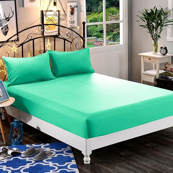 Elegant Comfort 1500 Premium Hotel Quality 1-Piece Fitted Sheet, Softest Quality Microfiber-Deep Pocket up to 16 inch,Wrinkle and Fade Resistant, Full, Paradise Teal