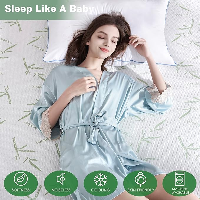 Parkdeny King Mattress Encasement, Waterproof Cooling Rayon from Bamboo, 3D Air Fabric, Breathable, Noiseless, Washable, Fits 5"-15" Deep Mattresses