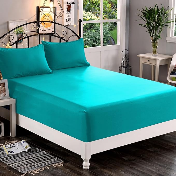 Elegant Comfort 1500 Premium Quality Fitted Sheet Ultra Soft 18-24 Inch Extra Deep Pocket - Single Fitted Sheet for High Mattress - Wrinkle Free with Smart Storage Pockets, Twin/Twin XL, Turquoise