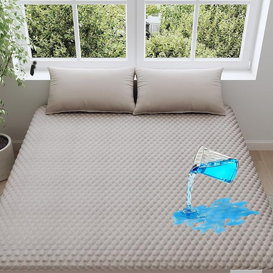 OhGeni 100% Waterproof Mattress Protector,Queen Size Mattress Soft Pad,Hair & Bedwetting Resistant,Cooling Breathable Fitted Sheets,Washable Bed Cover,Non-Slip Deep Pocket,Noiseless for Bedroom,Brown