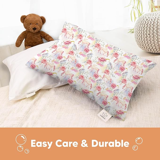KeaBabies Toddler Pillowcase 13"x18" - Organic Cotton Toddler Pillowcase for Kids, Boys, Girls, Soft & Durable Cotton Cover for Miniature Sleepy Pillows, Cute Colors, Pillow Sold Separately(Fantasy)