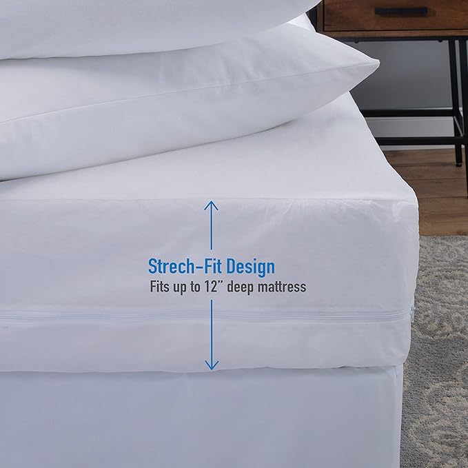 Home Details Twin XL Deluxe Protector with Full Zippered Encasement, Waterproof, Fits Dorm Mattresses, White, 25084-XL