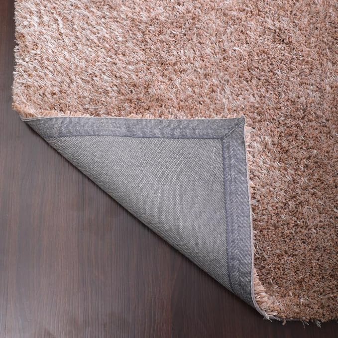 Hand Tufted SHAG Polyester ECO-Friendly Area Rugs - 2'6''x6', Runner, Beige, Solid Plain Design, High Pile Thick Handmade Anti Skid Area Rugs for Living Room, Bed Room K00111