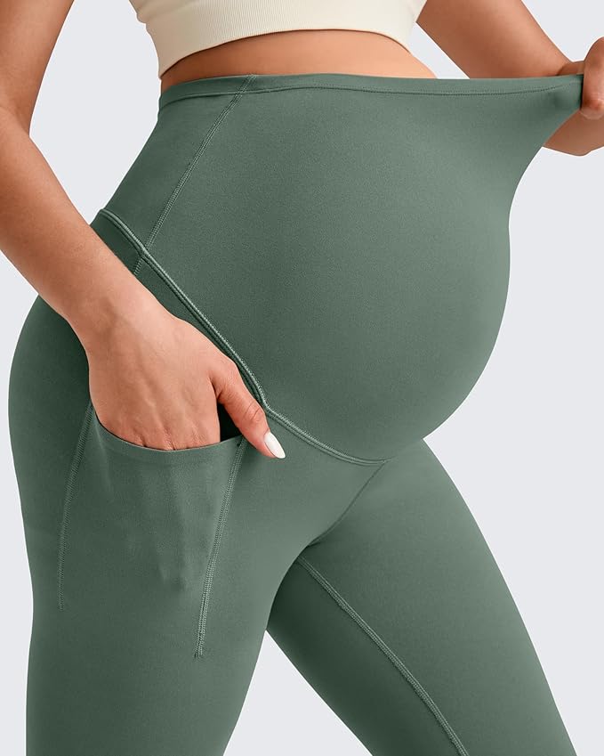 G4Free BareFeel Maternity Leggings with Pockets Over The Belly Stretchy Workout Yoga Pregnancy Pants