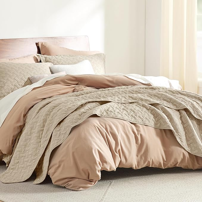 Bedsure Quilts Queen Size - Lightweight Bedspreads Queen Size with Basket Weave Pattern, Soft Quilt Bedding, Hazel Comforter Coverlet for All Seasons (90" x 96")
