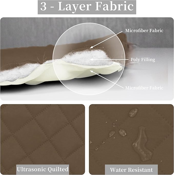 Easy-Going King Size Reversible Quilt Set with 1 Quilt and 2 Pillow Shams, Soft Bed Quilt Cover, Water Resistant Lightweight Microfiber Bedspread, Stain Resistant, Camel/Ivory