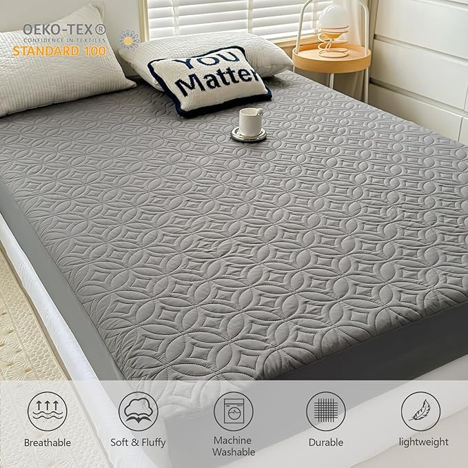 FELTYBED Cal King Size 72"x84" Waterproof Mattress Protector, Soft Bed Grey Mattress Cover Cal King, Breathable Mattress Pad Cover with Deep Pocket 6"- 15", Noiseless Washable